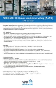 Stellenanzeige Sachbearbeiter Immobilien