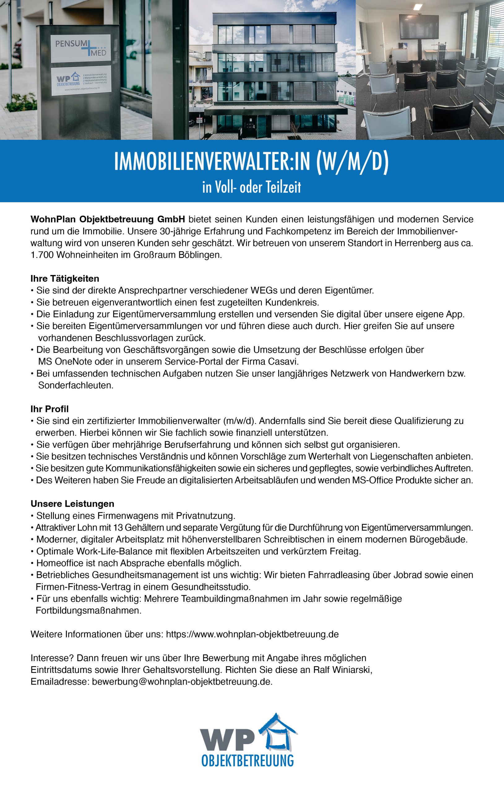 Stellenanzeige Immobilienverwalter